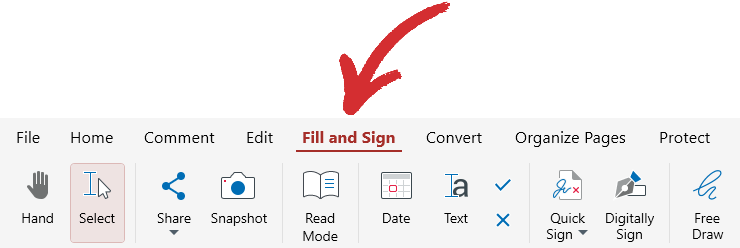 PDF Extra: accessing the fill & sign tools from the tool ribbon